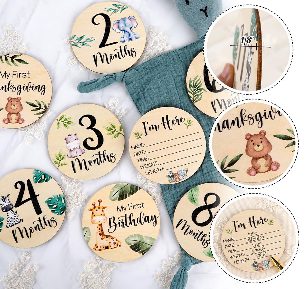 HOUÍSM milestone Safari Lion card for gender-neutral nursery decor and milestones
