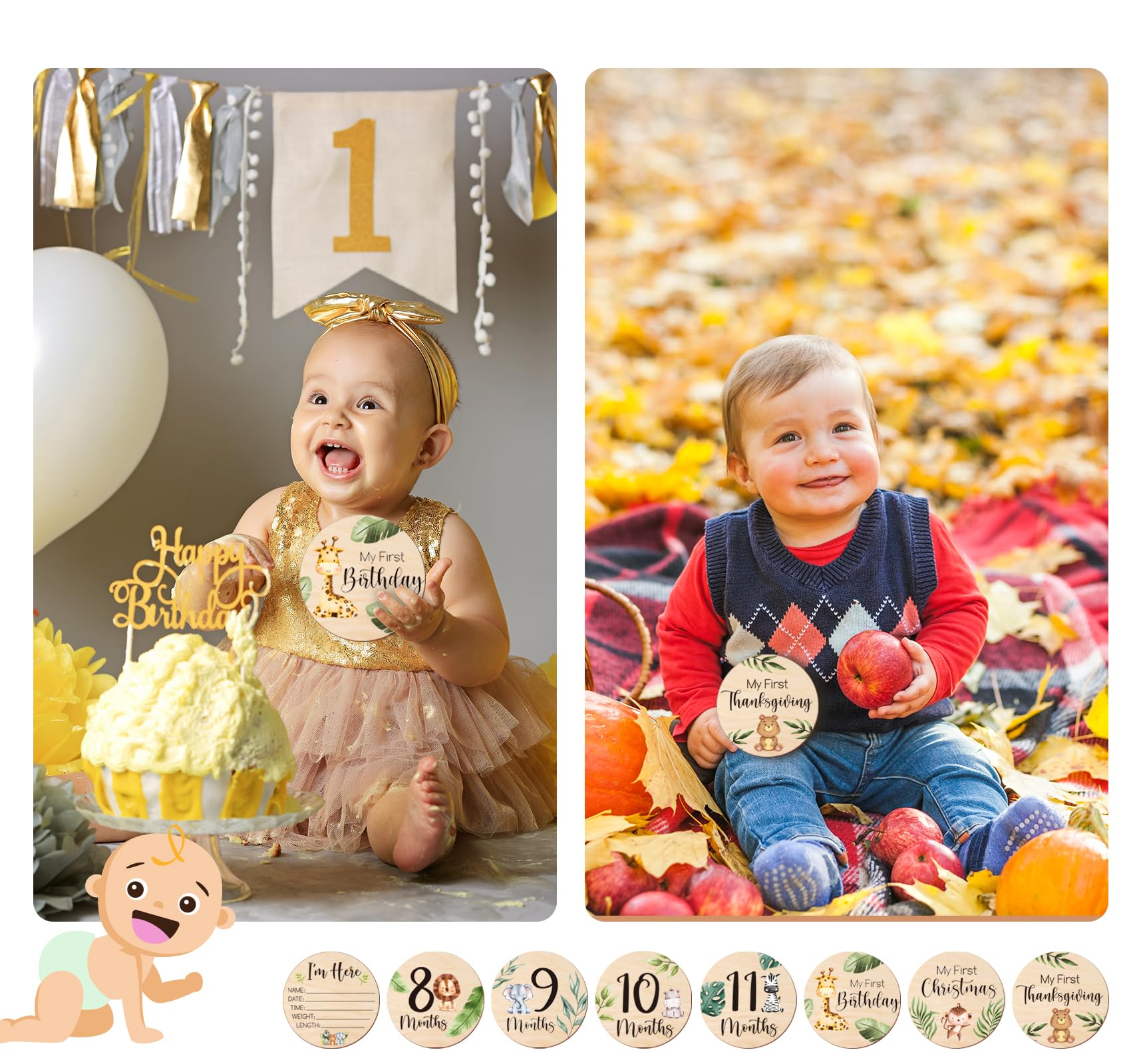 HOUÍSM milestone Thanksgiving card supports autumn baby updates and family celebration photos