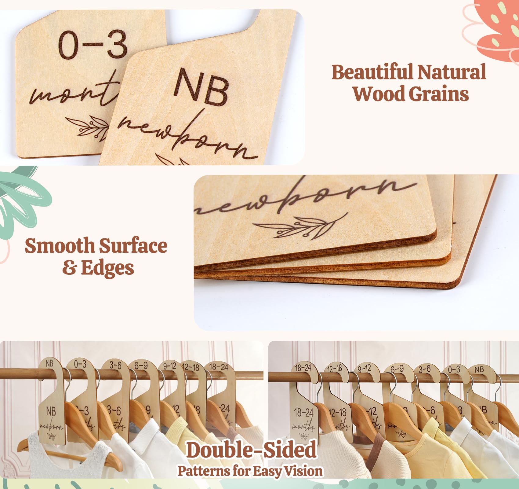 Houism monthly size dividers cover newborn to 24 months for easy growth tracking.