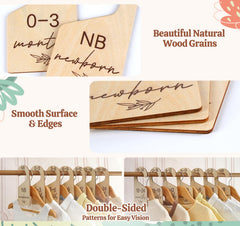 Houism monthly size dividers cover newborn to 24 months for easy growth tracking.