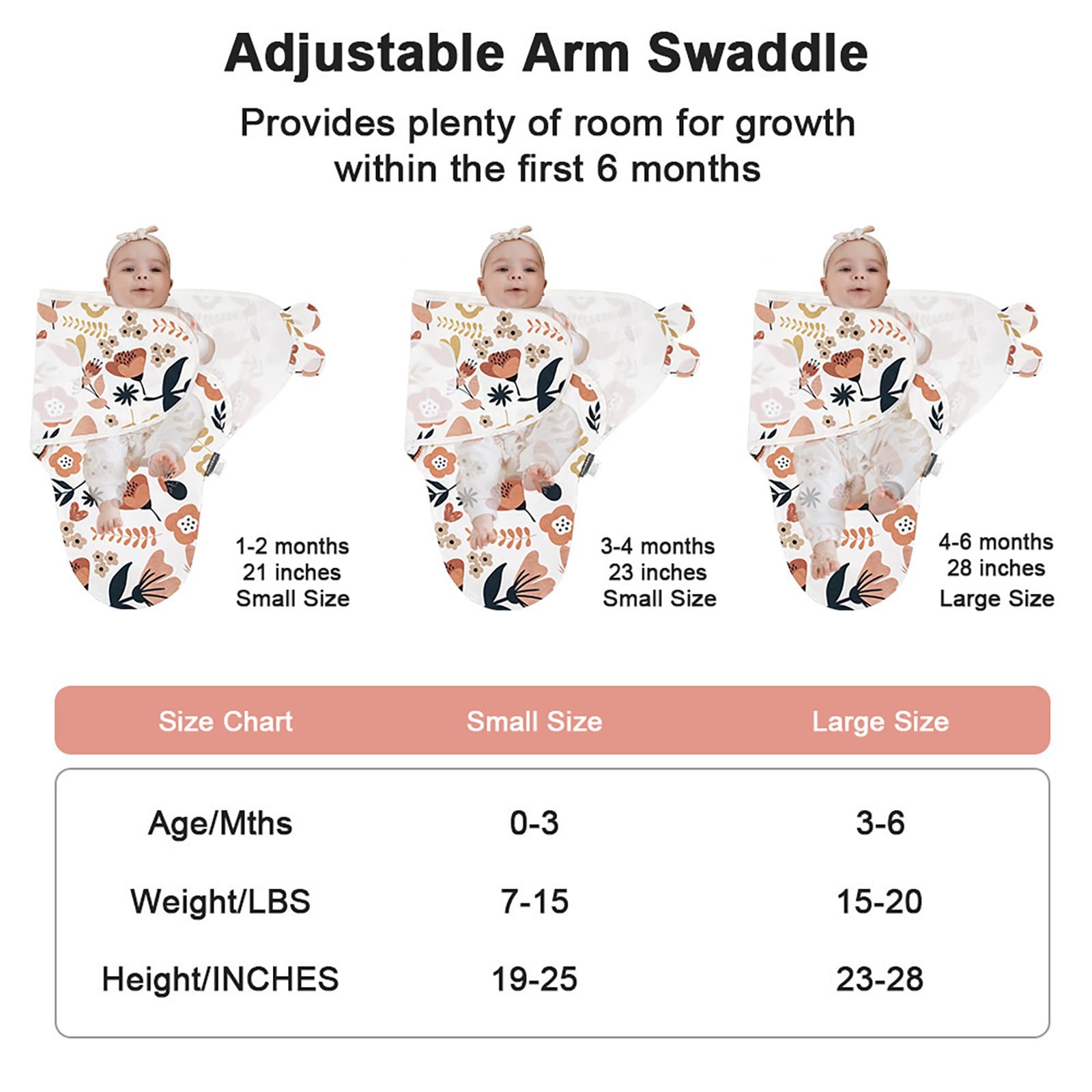 HOUSBAY swaddle features magic tape for adjustable snug fit during sleep