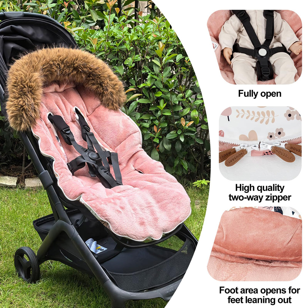 HOUSBAY footmuff four-zip design enables easy diaper changes and temperature control.