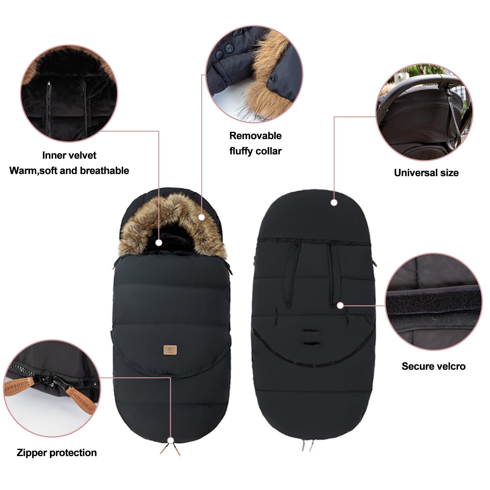 HOUSBAY footmuff removable footmuff offers flexible warmth.