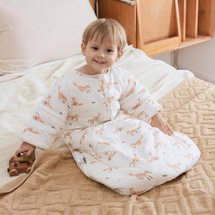 HOUSBAY Fox sleep sack showing 2-way zipper for quick diaper changes