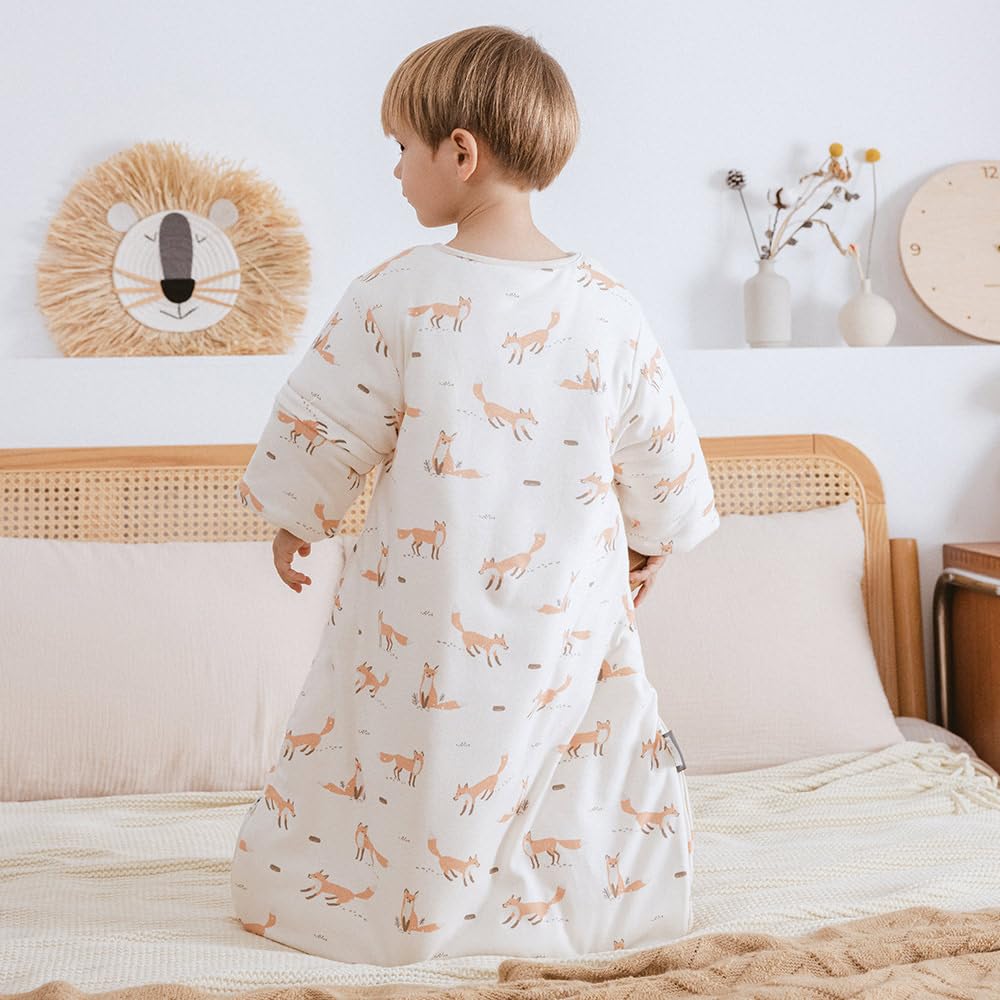 HOUSBAY Fox sleep sack opened to blanket mode for growing babies