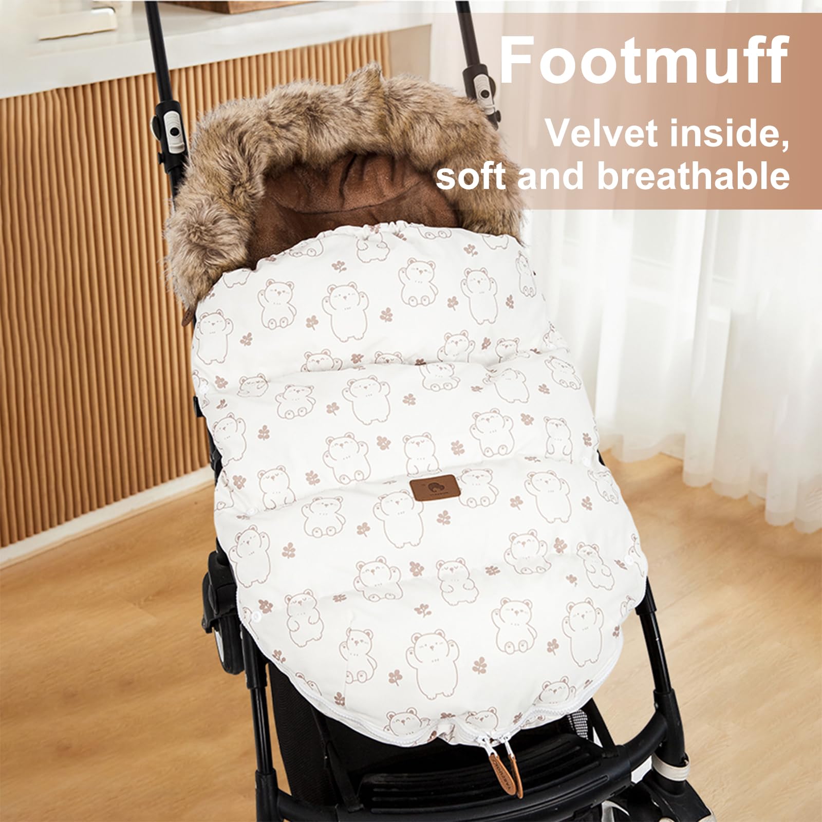 HOUSBAY soft cotton lining close-up signals plush warmth for naptime comfort.