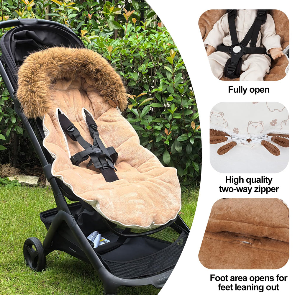 HOUSBAY universal-fit bunting bag safety straps close-up emphasizing secure ride.