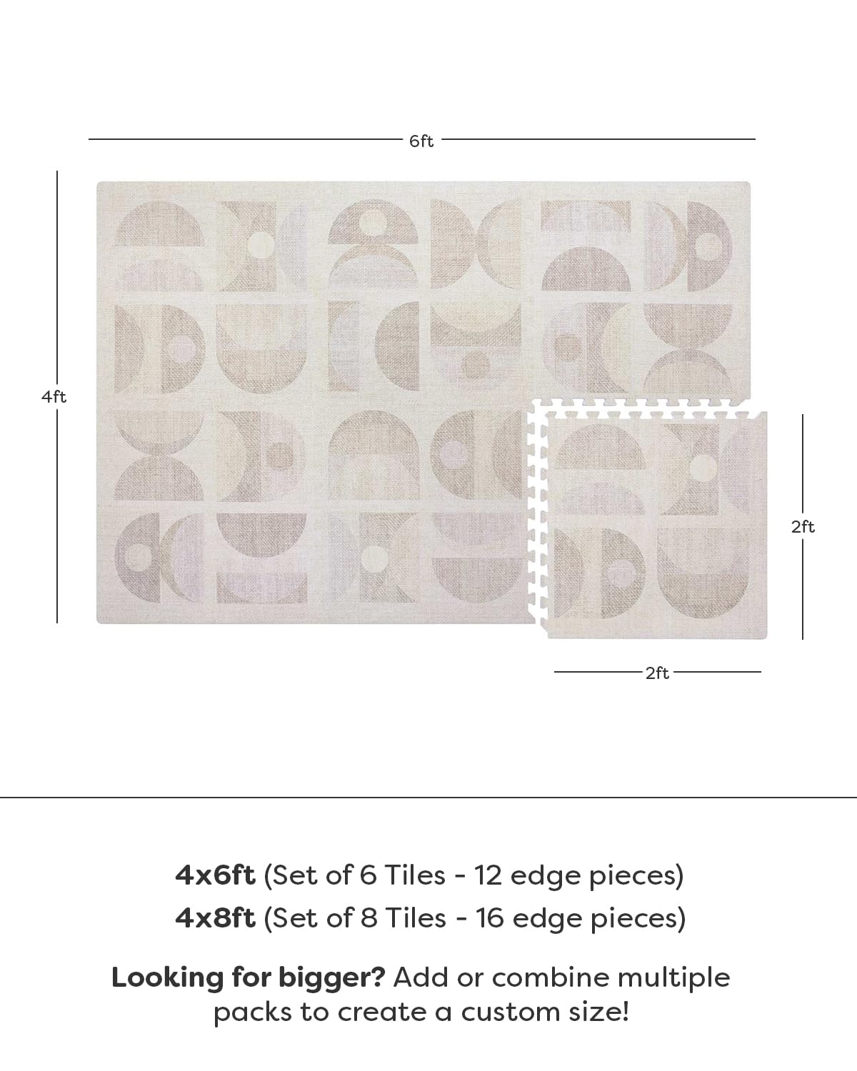 Edge piece of House of Noa play mat forms seamless rug-like finish.