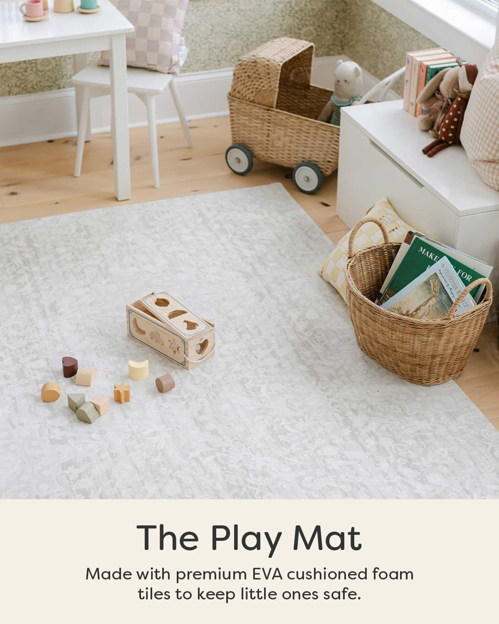 House of Noa baby play mat tile interlock demonstrates quick setup on hard floors.