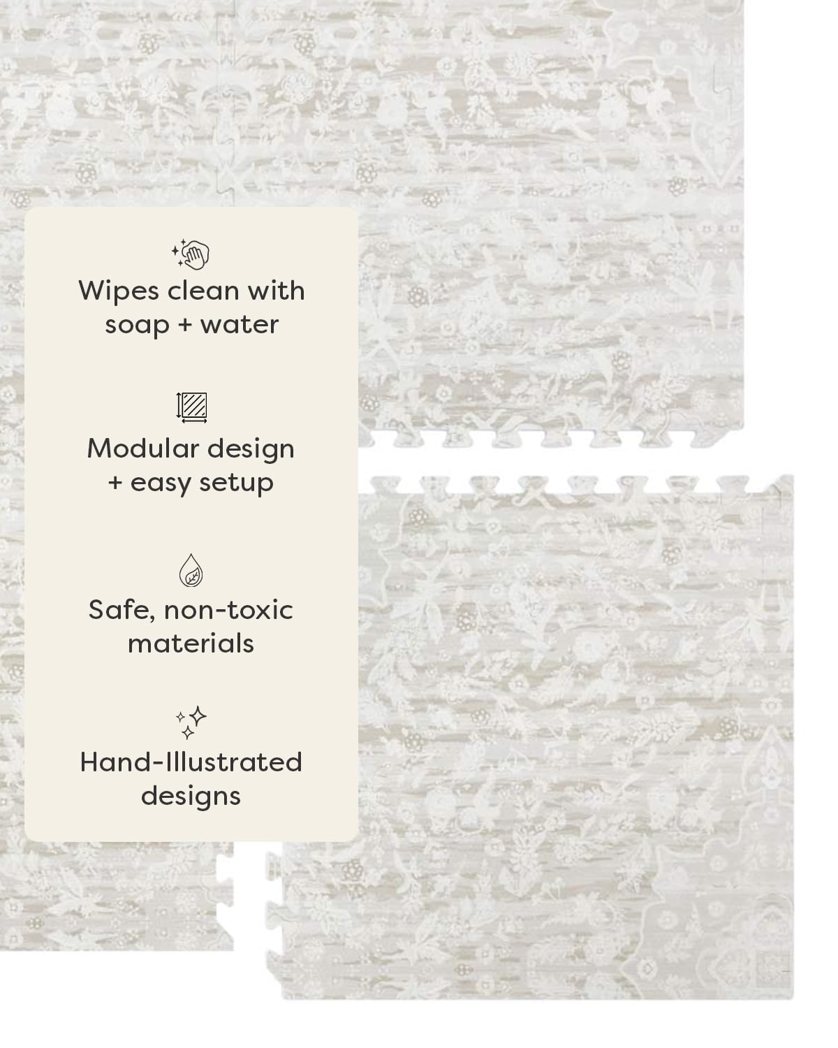 House of Noa baby play mat laid on wood floor with soft inviting color.
