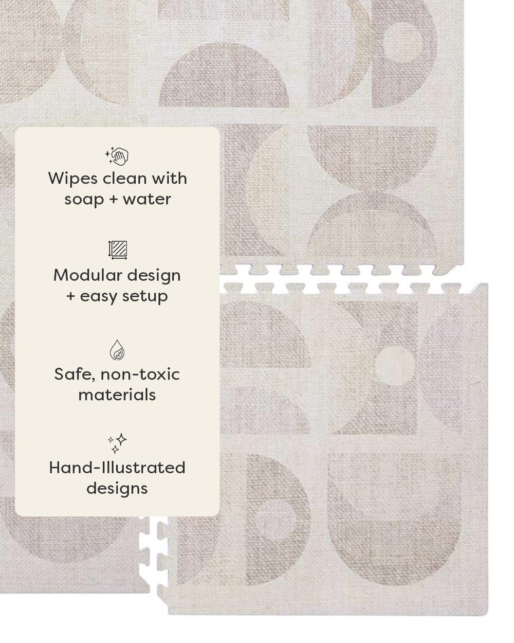 House of Noa play mat tile seamless rug finish in neutral color.