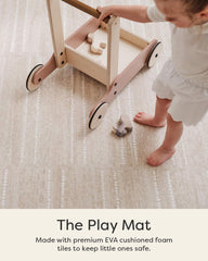 House of Noa toast-aspen interlocking tiles closeup showing puzzle-like setup