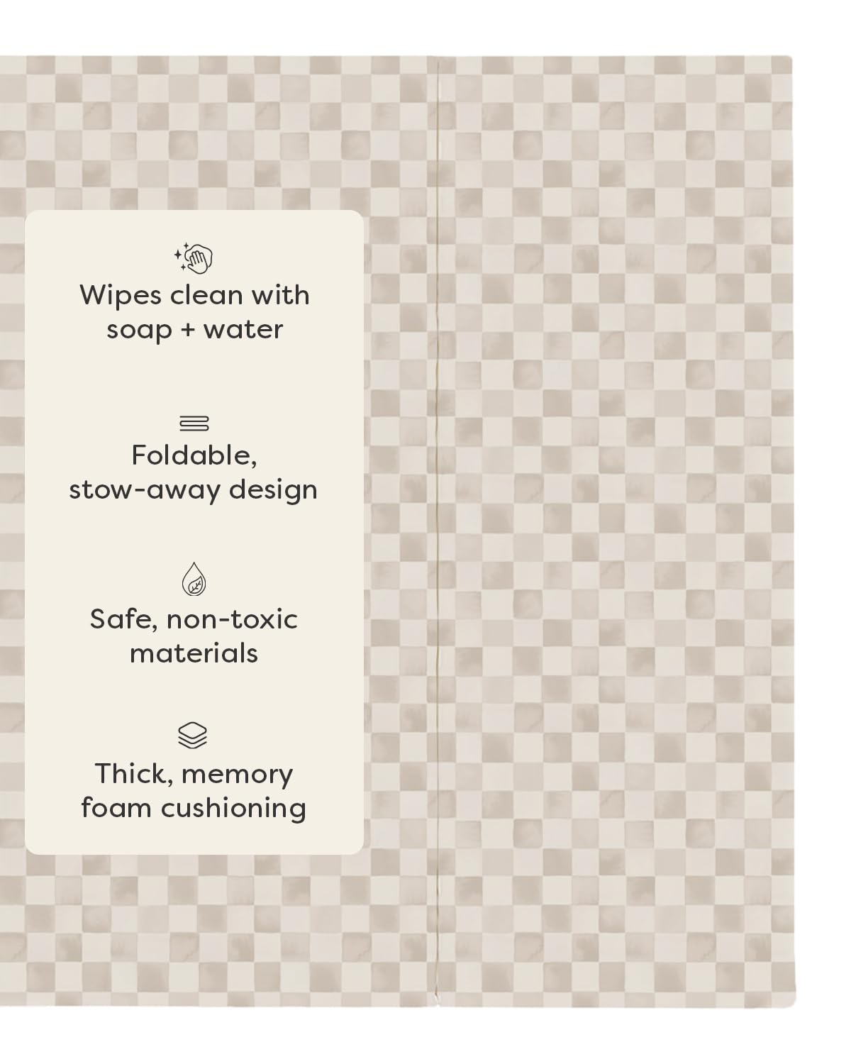 House of Noa wipe-clean cover close-up showing water-resistant, easy-clean surface.