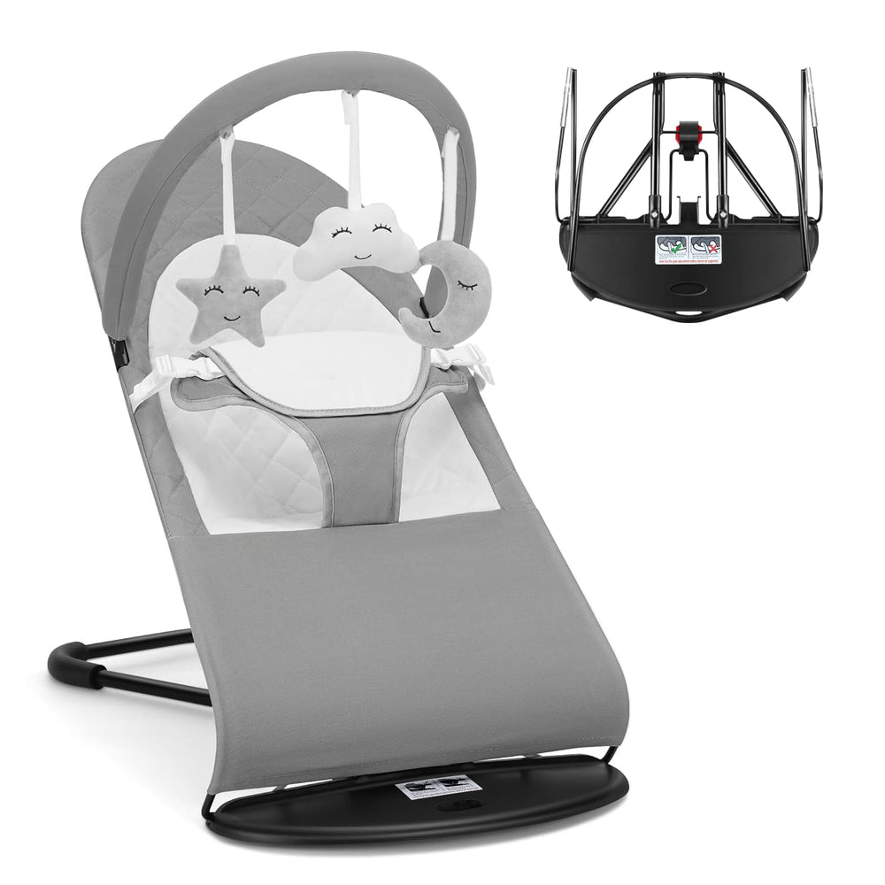 HOUSEHOLD WORLD baby bouncer angle-adjustable demonstrates versatile seating for comfort.