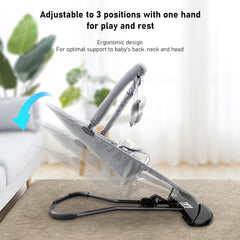 HOUSEHOLD WORLD baby bouncer non-slip-base ensures stability during use.