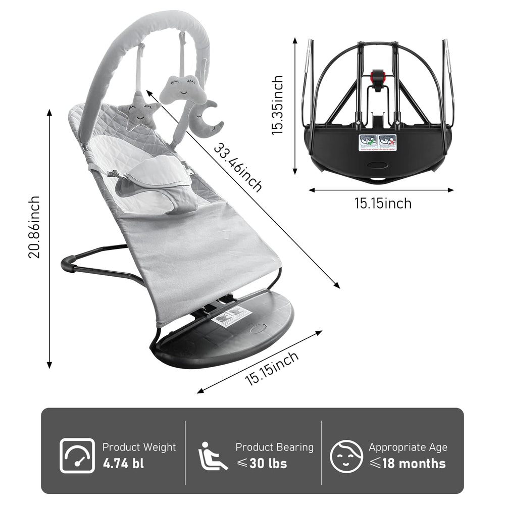 HOUSEHOLD WORLD baby bouncer toy-arch with hanging toys promotes visual tracking.