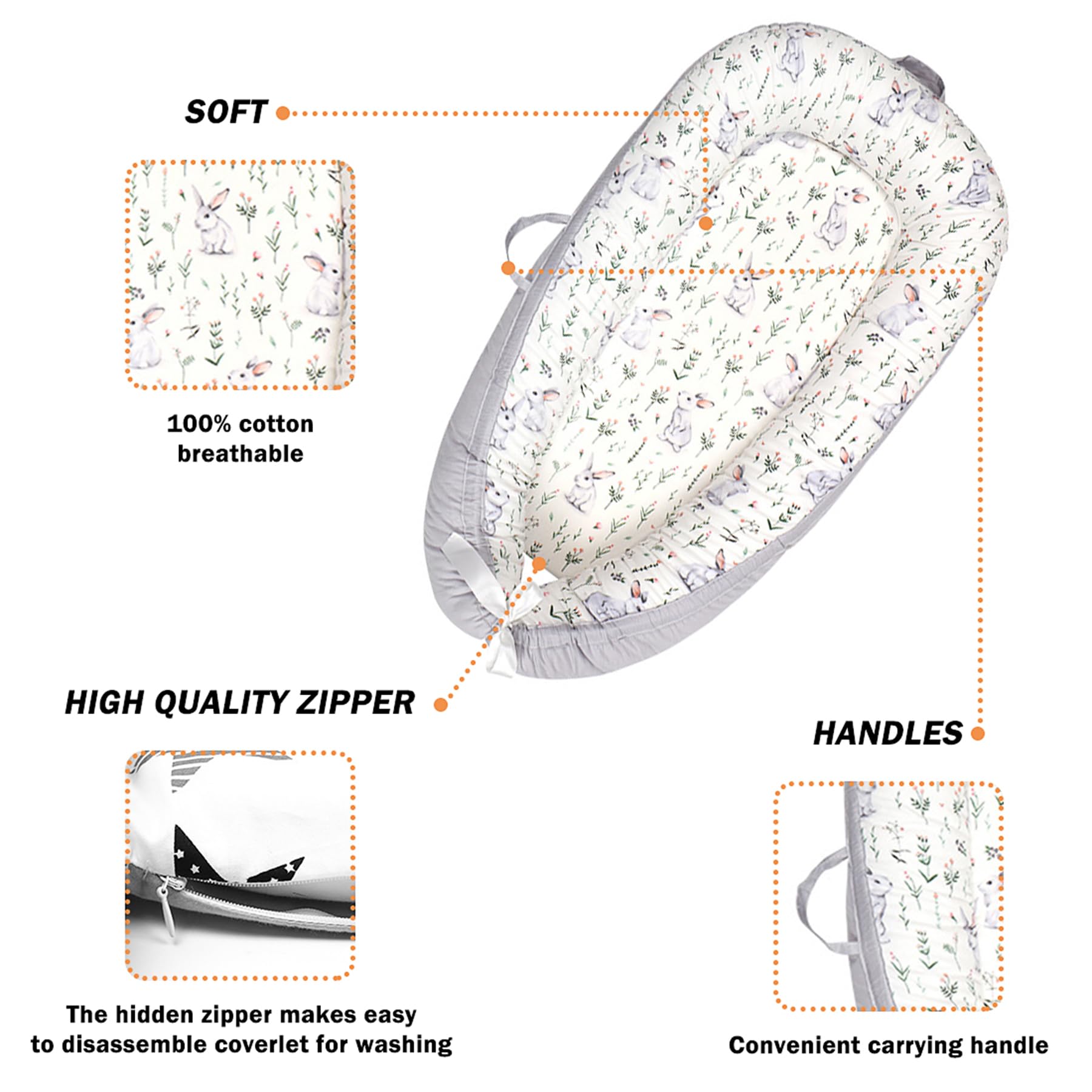 HOUSEYUAN cover with hidden zipper demonstrates easy detachment for machine washing.
