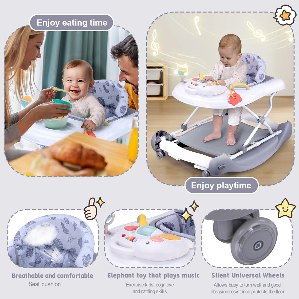 Howeemo height-adjustable walker grey features safe play and growth alignment