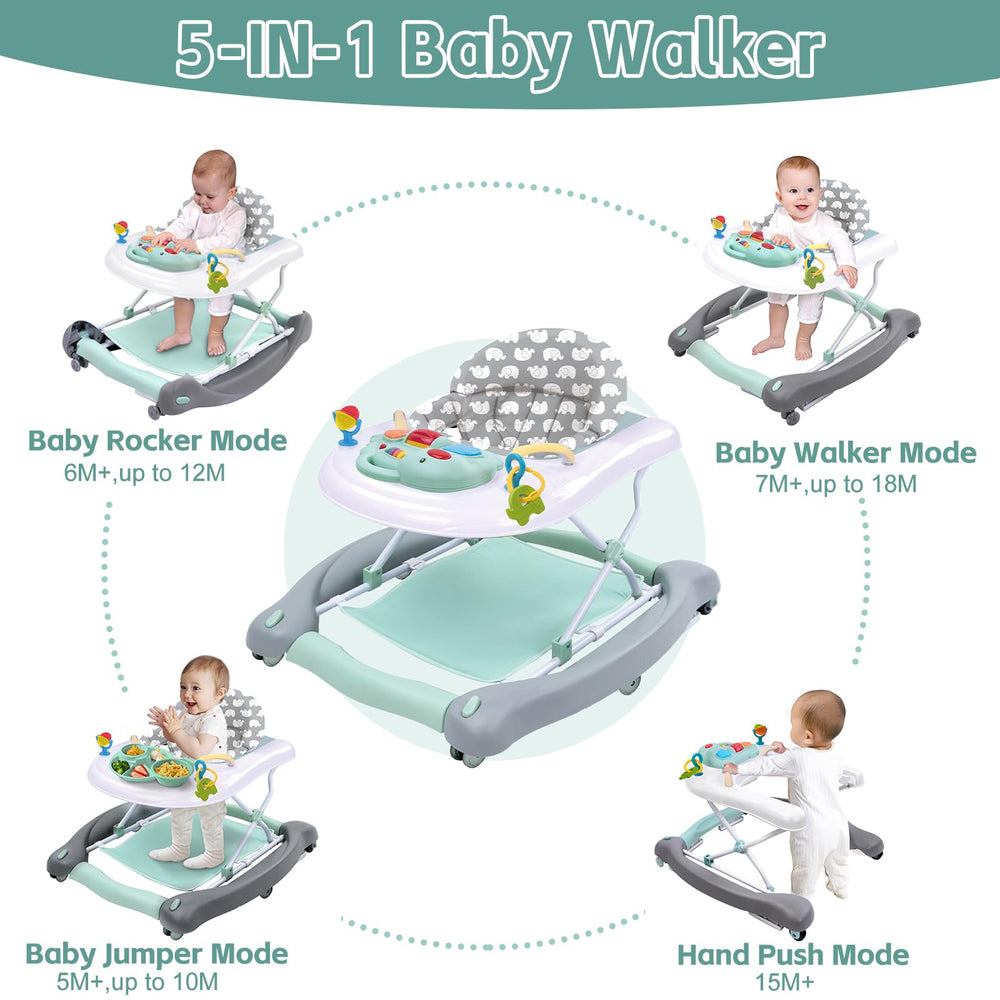 Howeemo 5-in-1 foldable baby walker modes demonstrates versatile learning in one unit