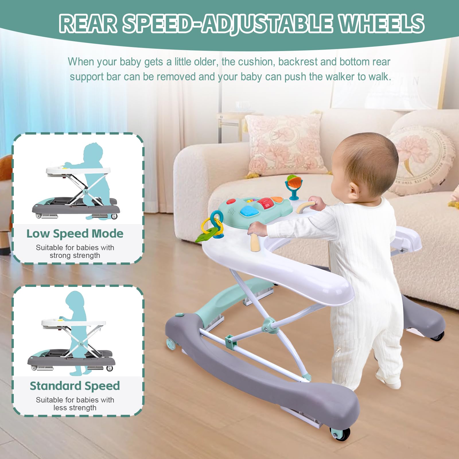 Howeemo baby walker height adjustment with three positions