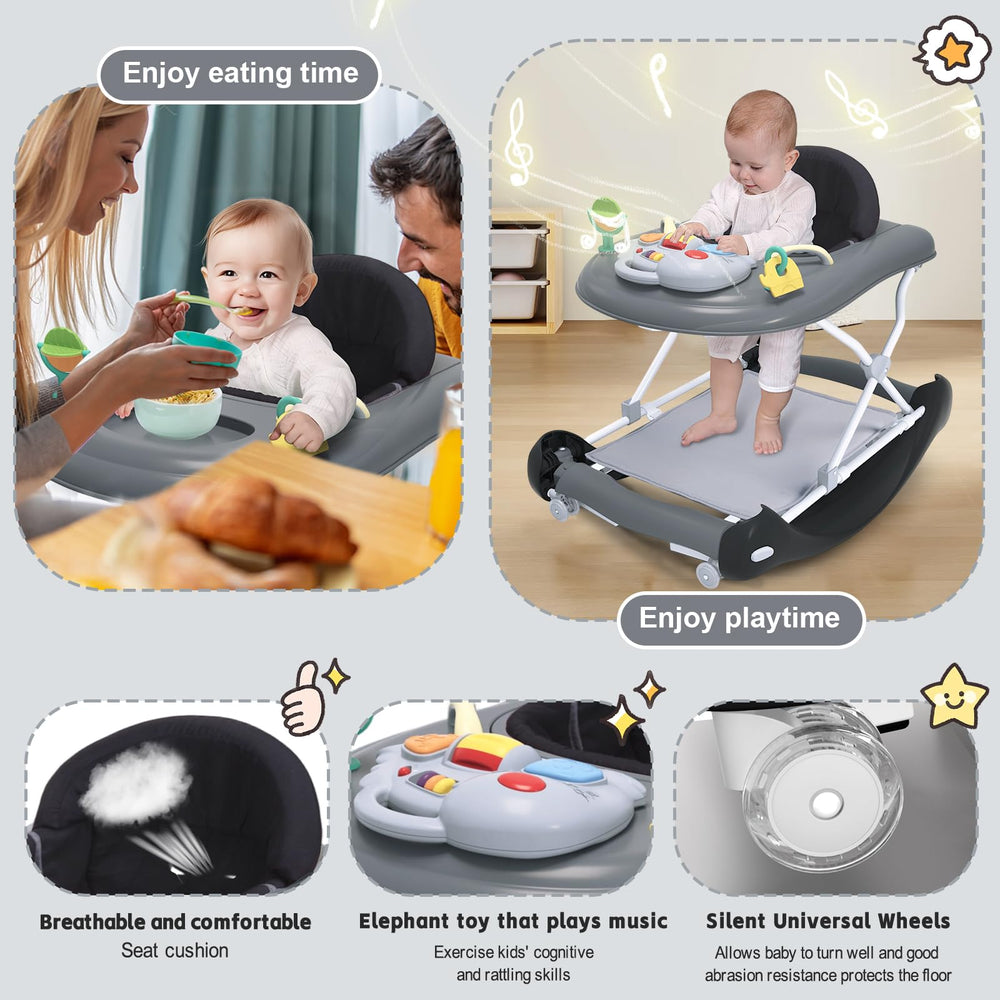 Howeemo baby walker in rocker mode offering gentle movement and comfort.