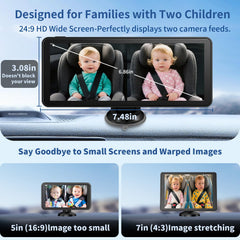 Howison 6.86 inch display provides wide clear view of both kids while driving.