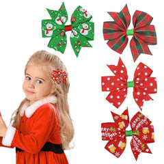 HOXIEYA Christmas bow clip pattern variety for festive parties and family gatherings.