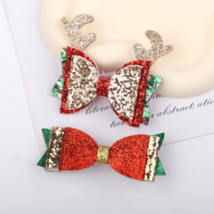 HOXIEYA sturdy bow clip shows secure hold for busy kids' holiday moments