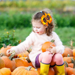 HOXIEYA orange turkey bow clip brightens school outfits and photos