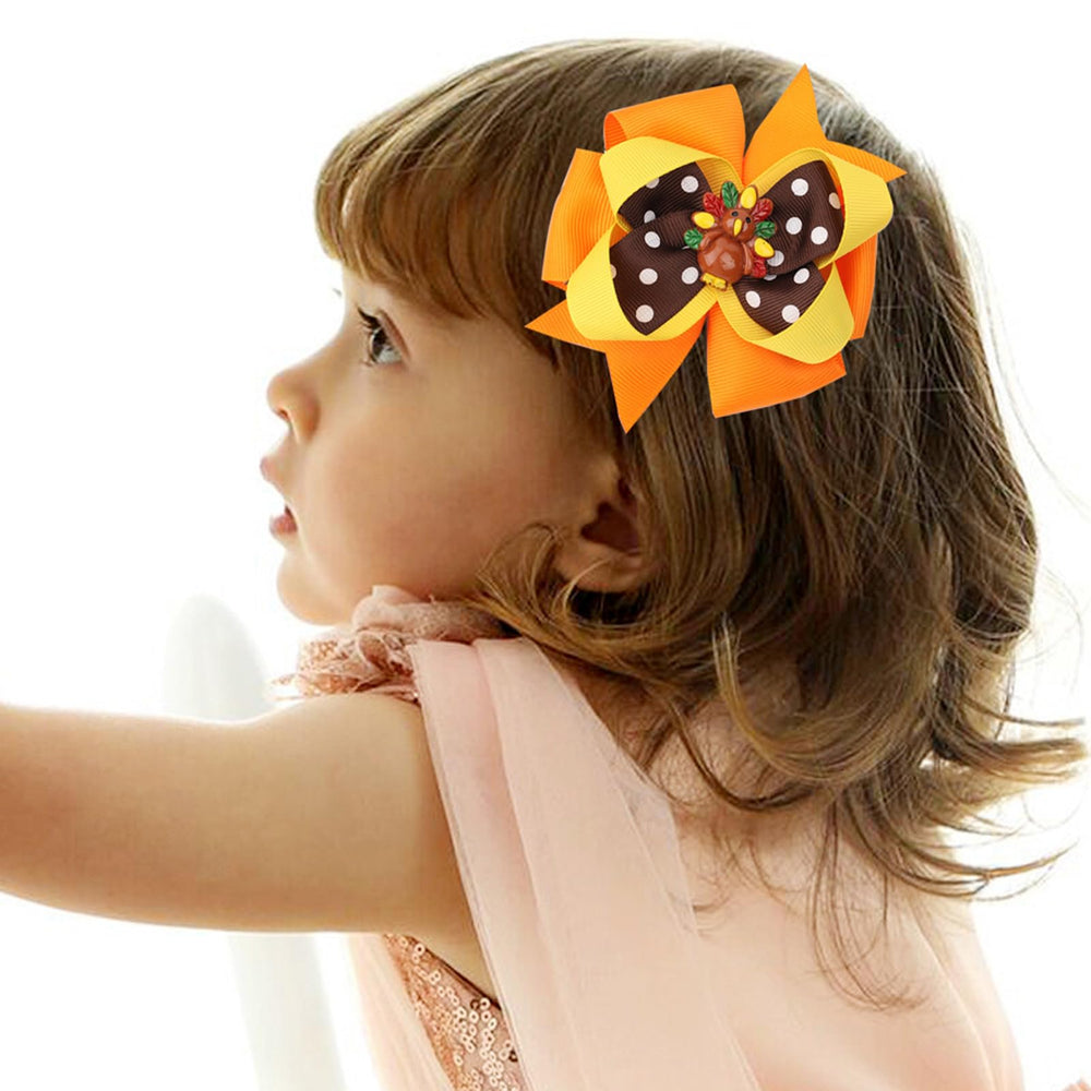 HOXIEYA turkey bow on hair showcases Thanksgiving style