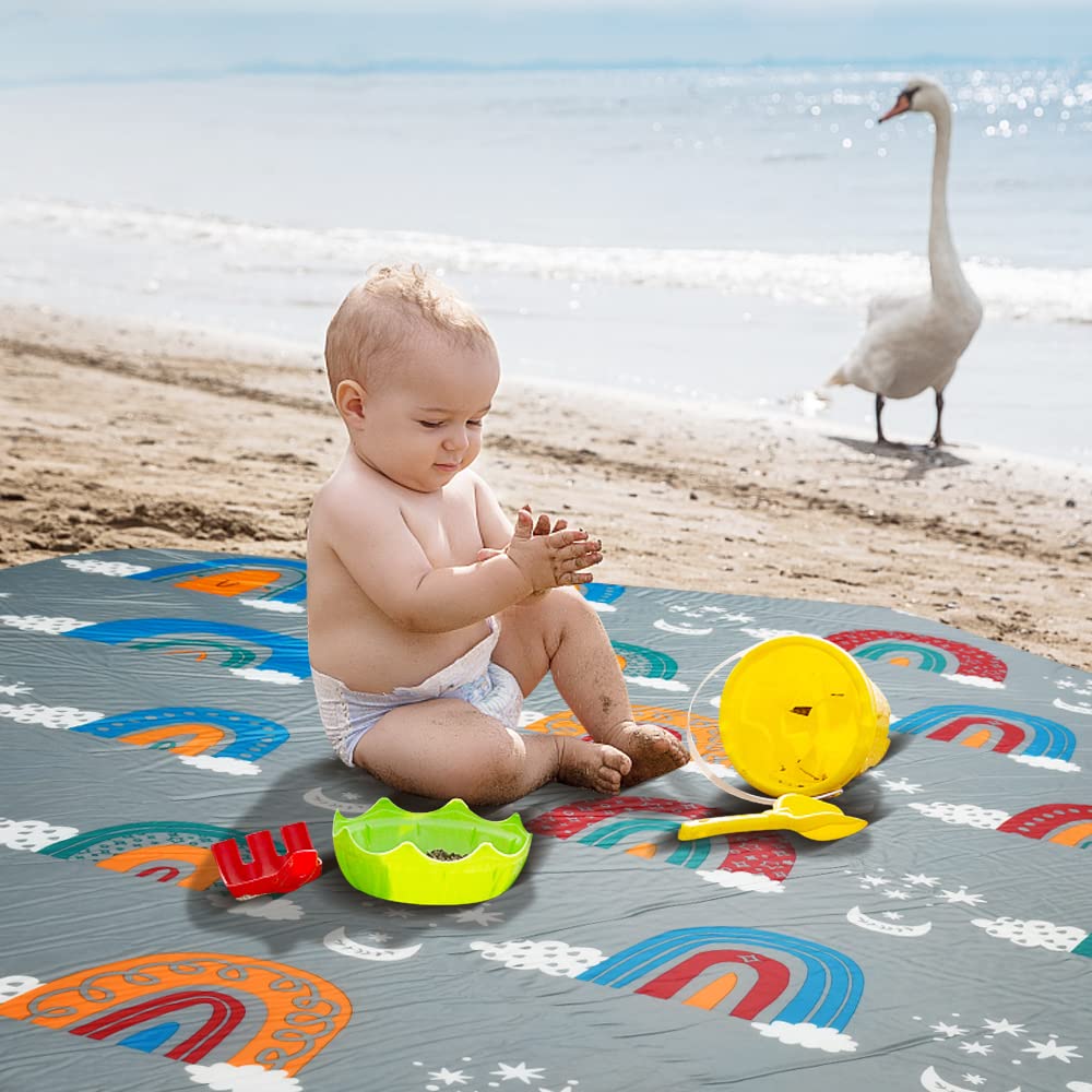 Hoybell hexagon playpen mat indoor-outdoor setup on rug and grass.