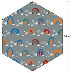 Hoybell hexagon playpen mat self-inflating valve close-up demonstrates easy setup.