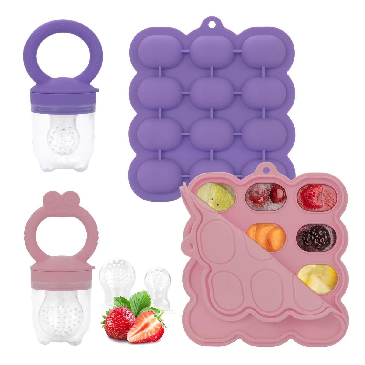 HOYEHOLA baby-fruit-feeder-set shows safe self-feeding design for snacks