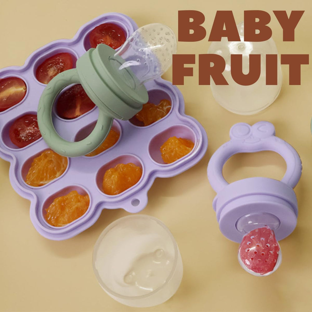 HOYEHOLA silicone food feeder assembly shows safe, small-holed design for easy self-feeding.