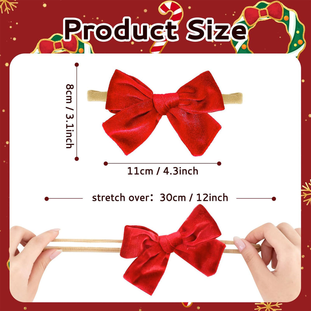 Hoyuwak velvet bows nylon headband closeup shows soft, secure all-day wear.