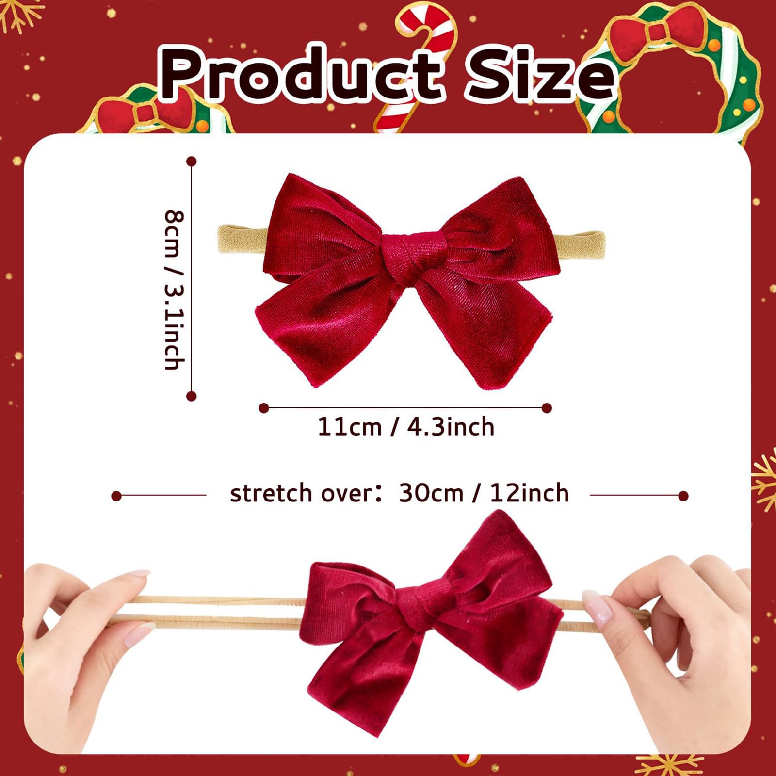 hoyuwak velvet baby bows red styled for festive look with secure fit