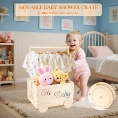 HOYWOUL wooden baby shower basket handle demonstrates versatile carrying and display