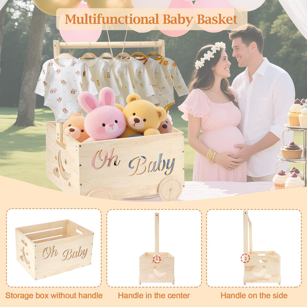 HOYWOUL wooden baby shower basket open-assembled highlights quick setup for gifting occasions