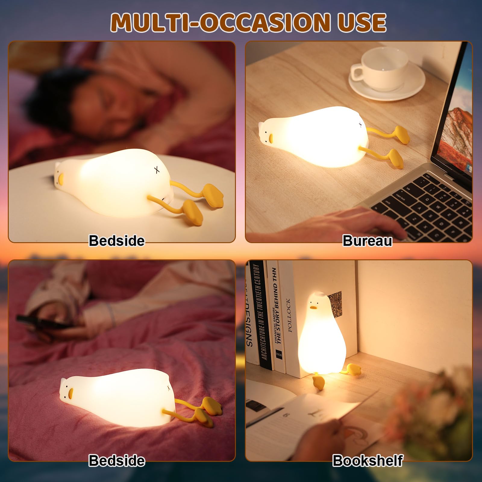 Hpewi Duck Night Light USB-C charging for cordless use