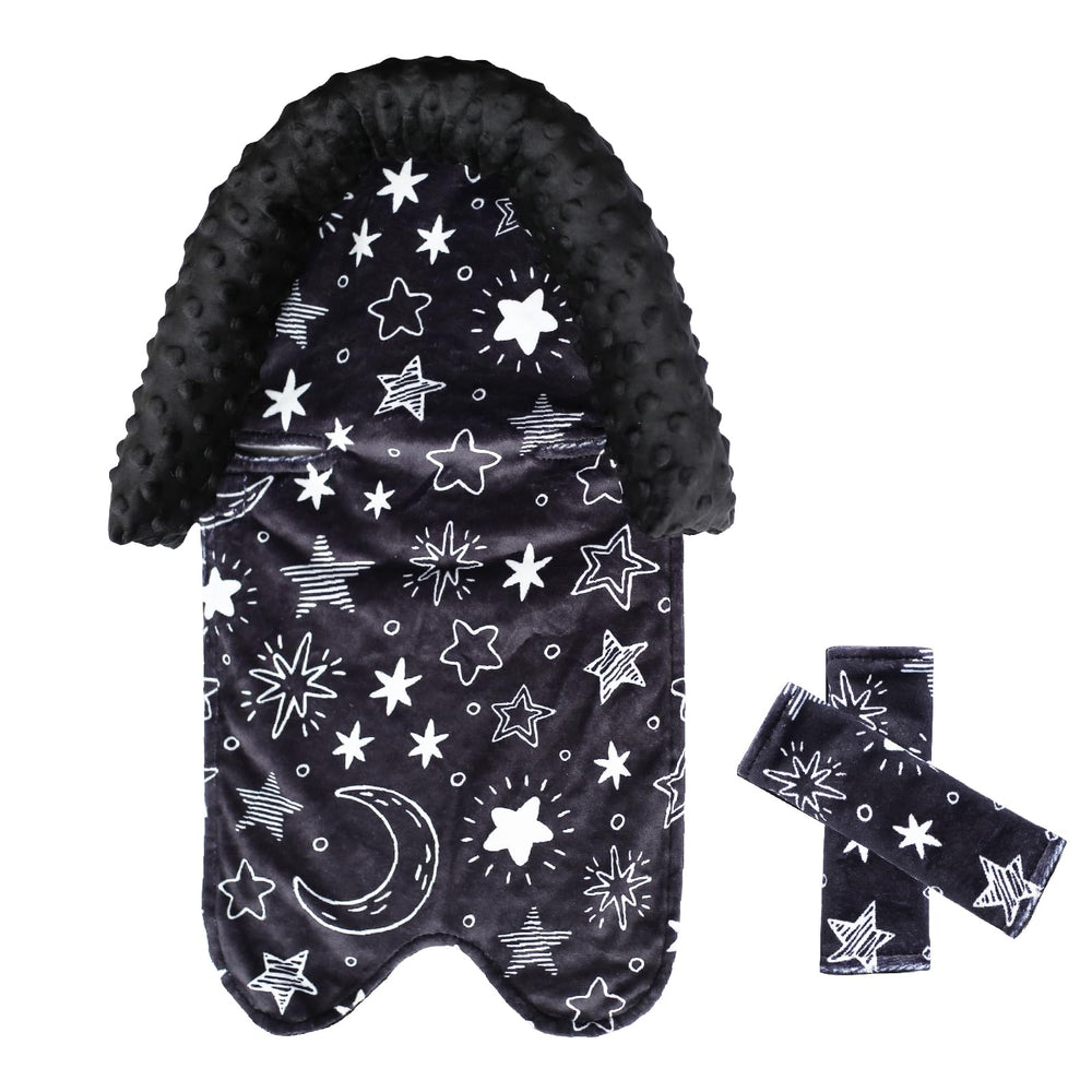 HPIENOYA baby head support soft-flannel closeup offers cozy neck comfort on car trips