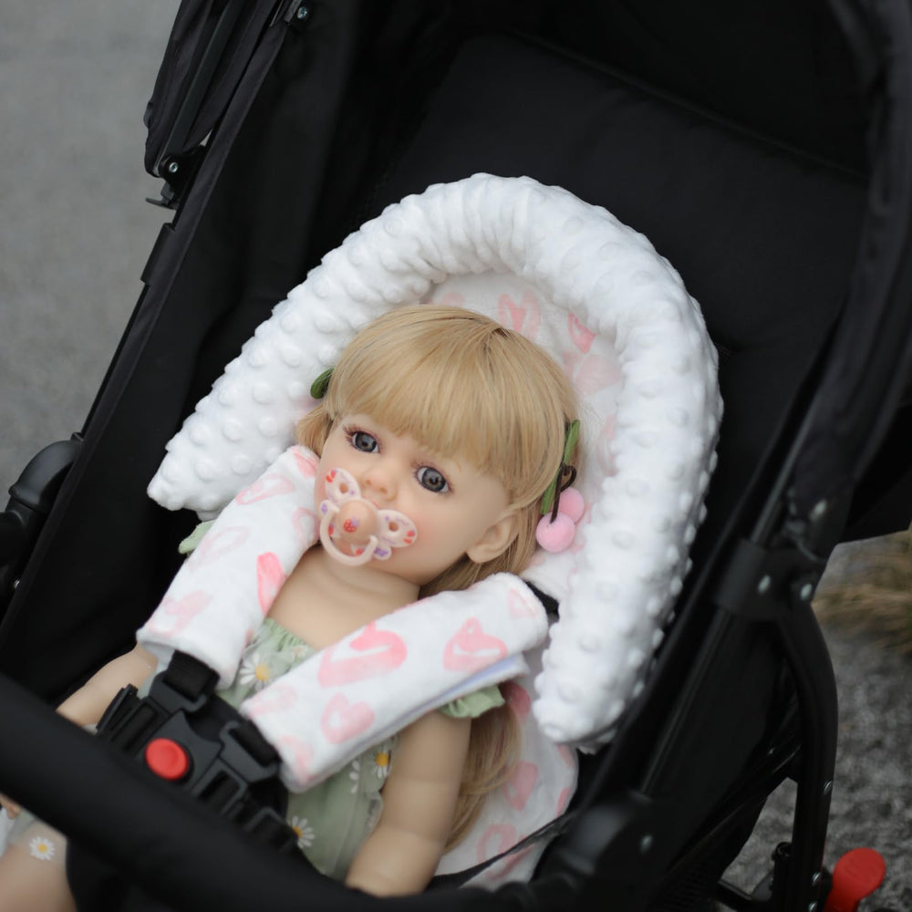 HPIENOYA newborn headrest features breathable minky fabric for soft comfort.