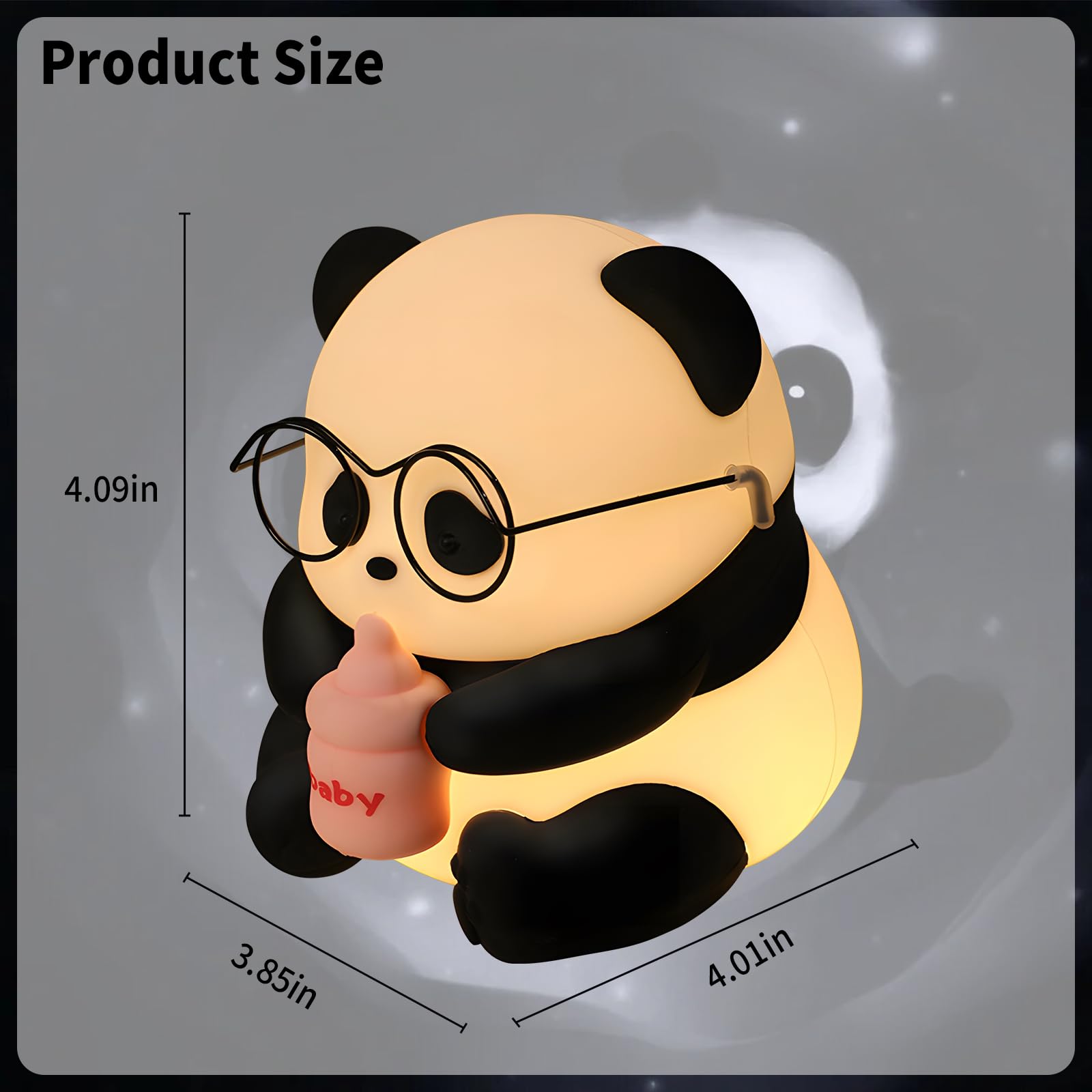 HPYDIY panda night light USB-C rechargeable for cord-free use