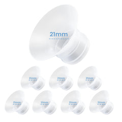 Hranio 21mm flange insert close-up; BPA-free silicone for safe milk contact.