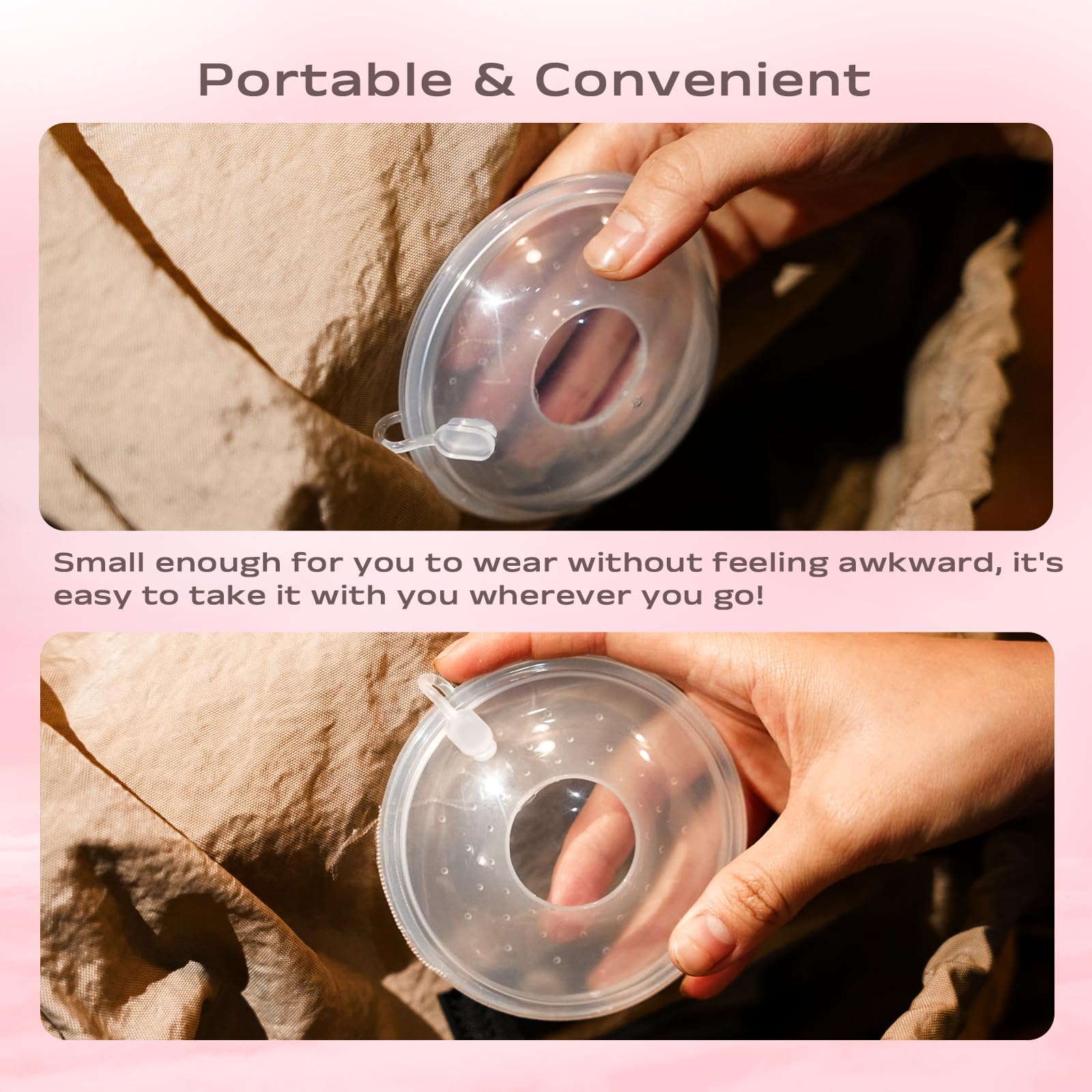 Hranio leak-proof soft cups in use, reducing leaks during nursing.