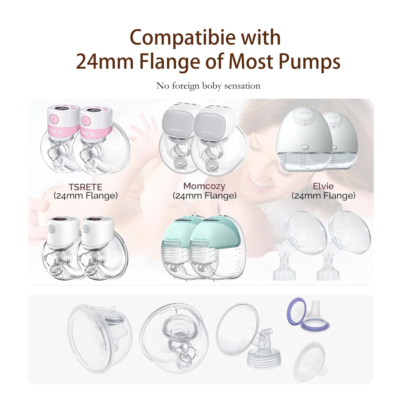Hranio nipple swelling use size check demonstrates switching inserts during pumping.