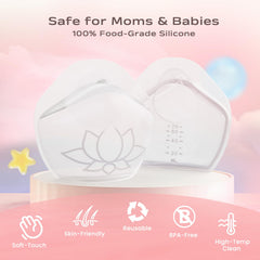 Hranio silicone breast milk collector close-up highlighting BPA-free safety.