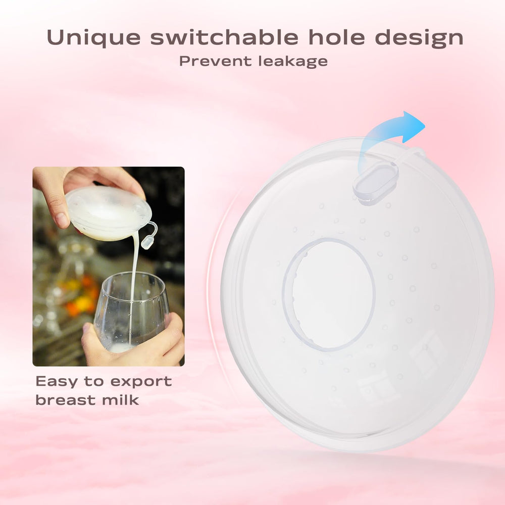 Hranio silicone milk collectors closeup highlights soft, flexible cups for comfort.