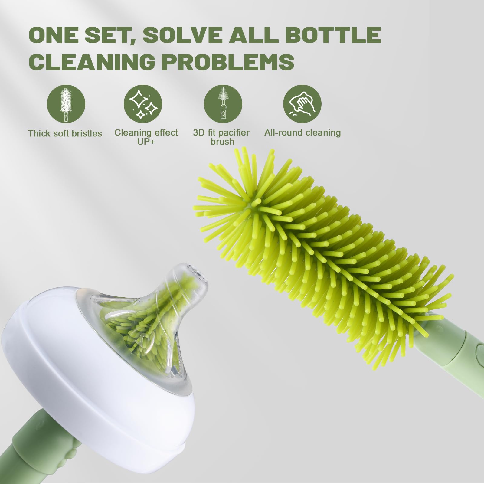 Hranio silicone pacifier brush fits curved nipples