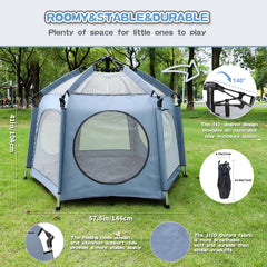 Hrebr 21.4 sq ft play area provides room to roam.