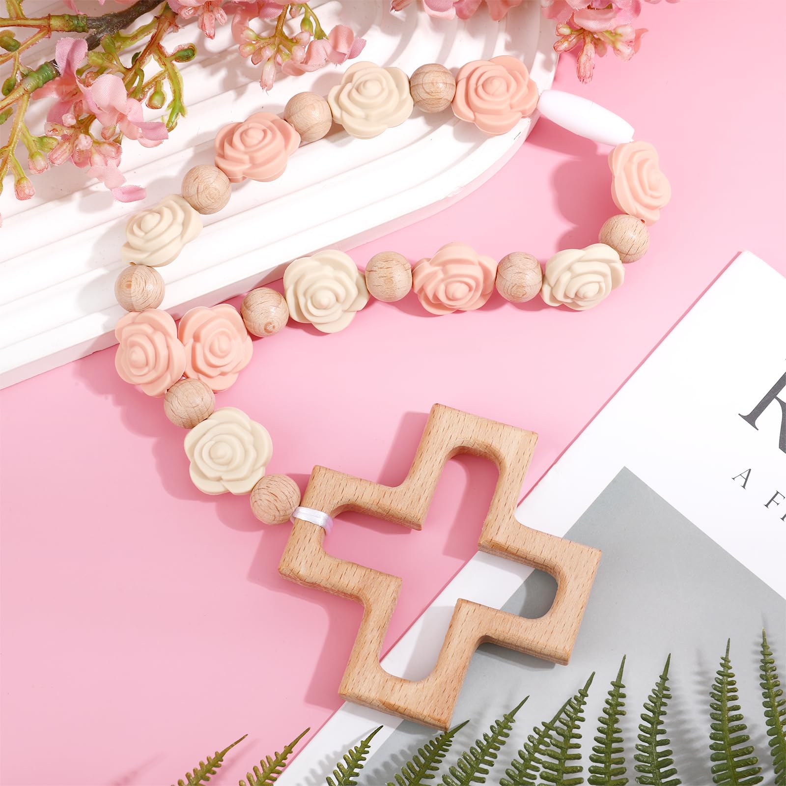 HrEtngiz baptism gift boys cross roses, meaningful keepsake for boys' christening.